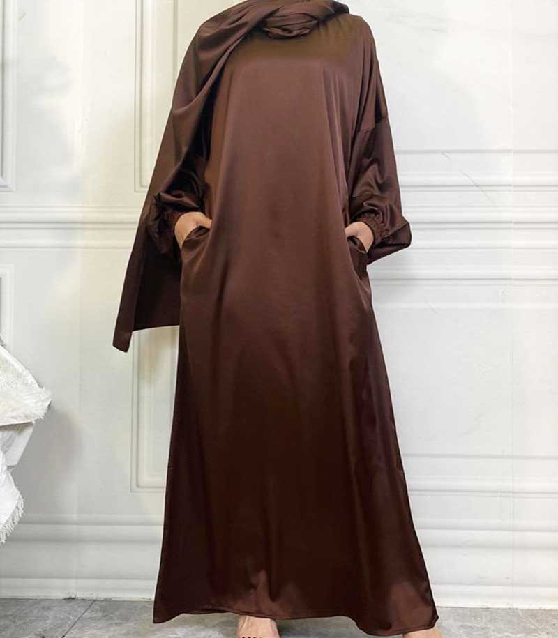 #LY29 Silk abaya with hijab hooded abaya maxi dress muslim long women dress prayer dress