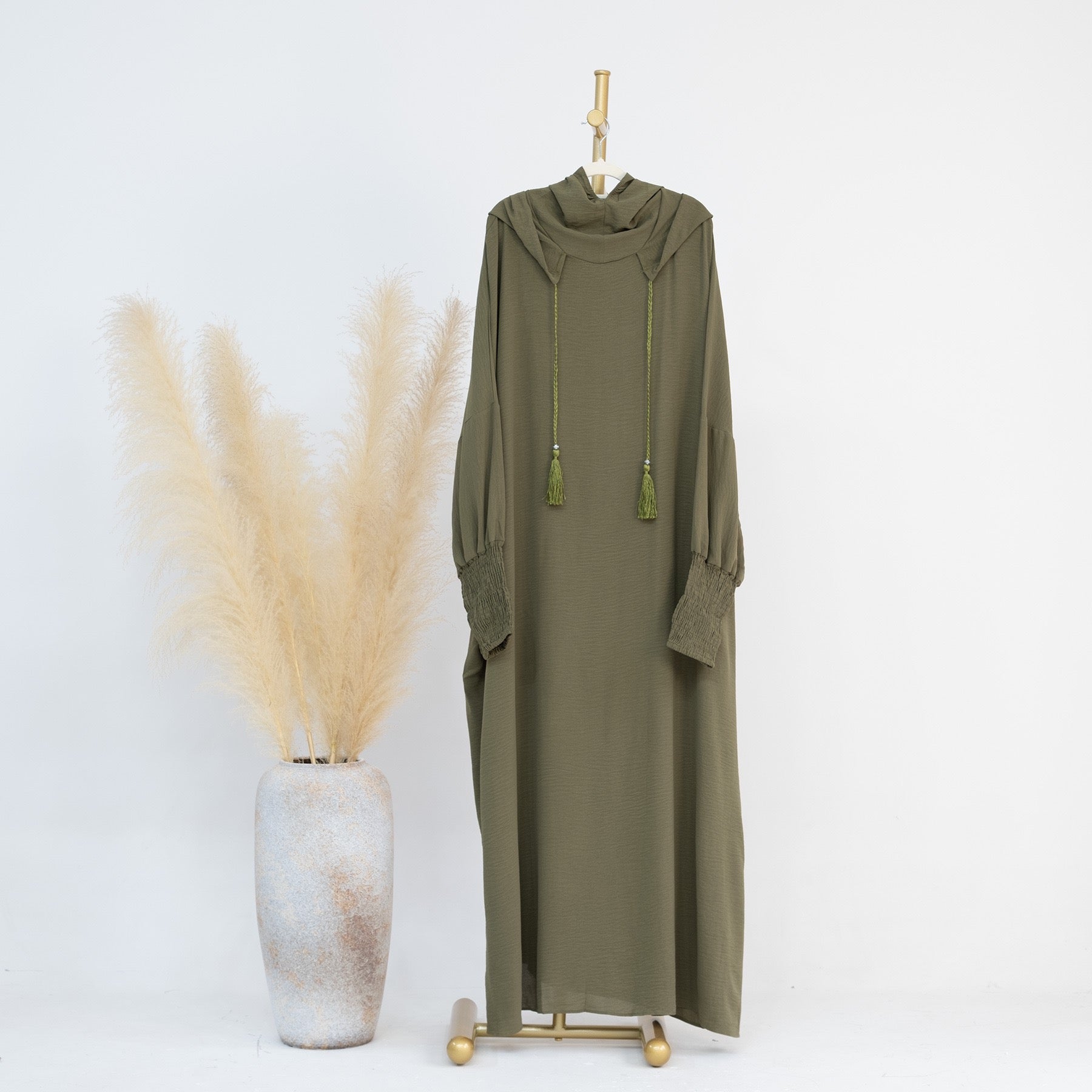 #LY20 Crepe hooded dress, plain maxi dress, casual muslim long women dress