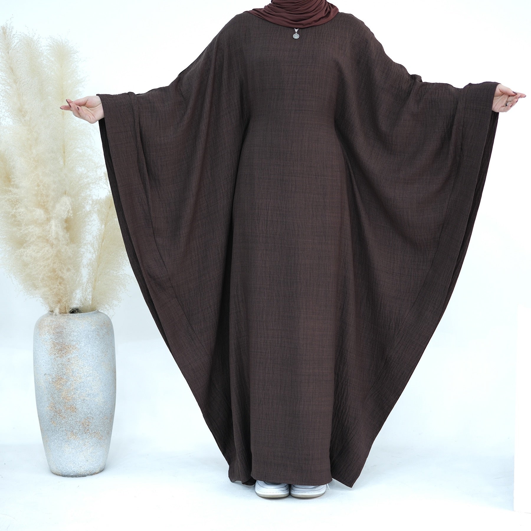 #LY49 Linen batwing abaya simple plain abaya modest fashion maxi dress muslim long women dress