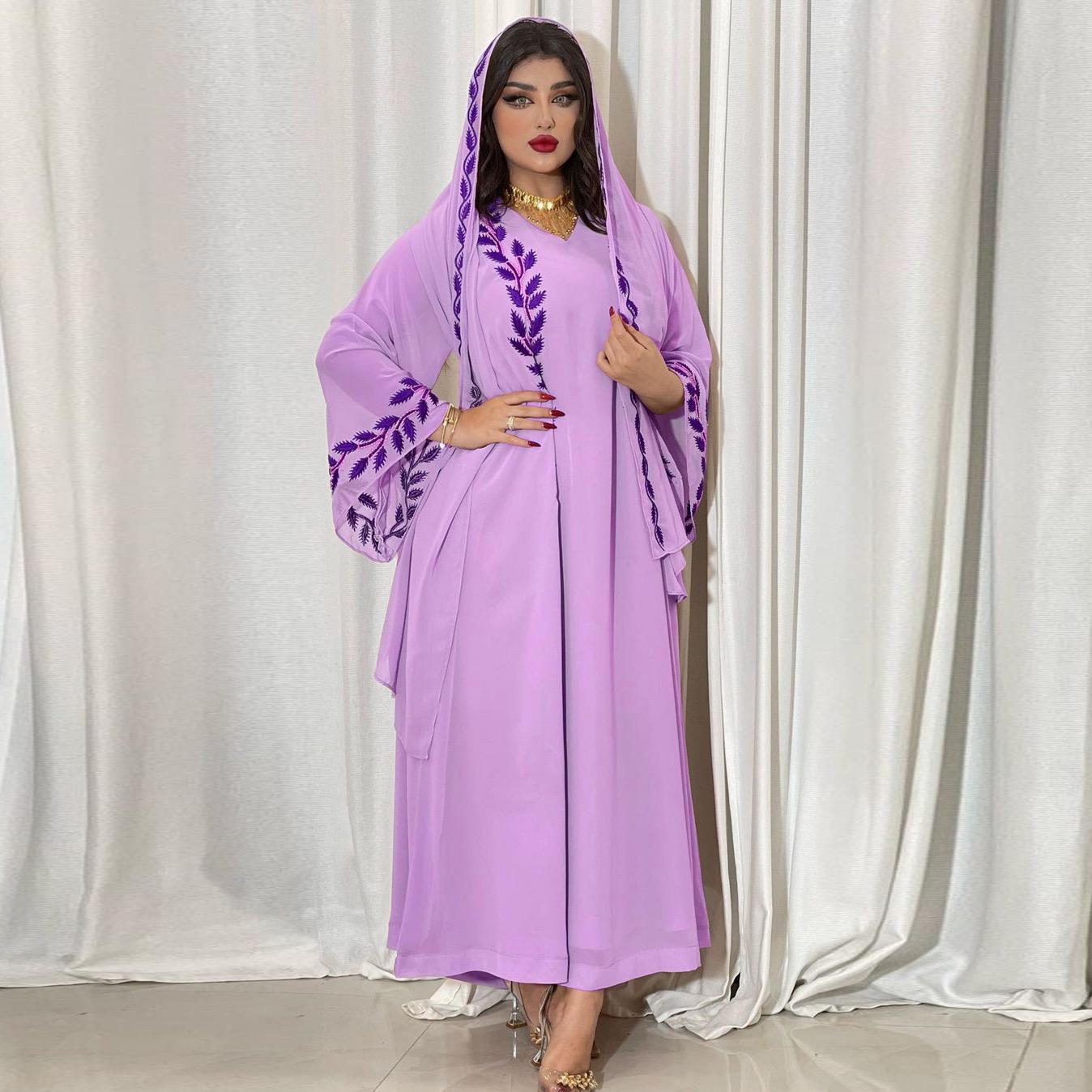 #LY37 Two piece set , Embroidered abaya  chiffon Design abaya