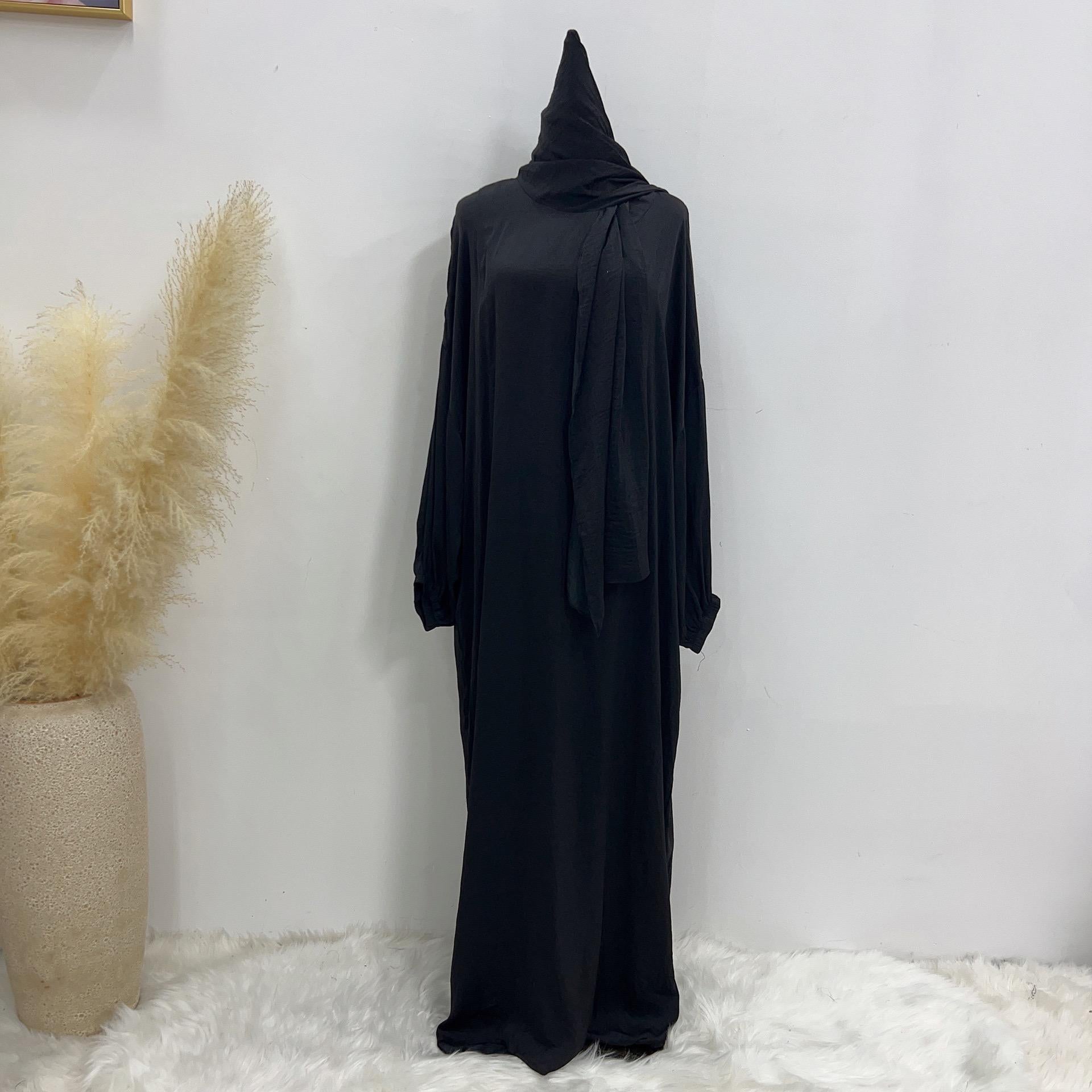 #LY42[Ramadan promotion] Latest model Crepe abaya with hijab hooded abaya maxi dress muslim long women dress prayer dress