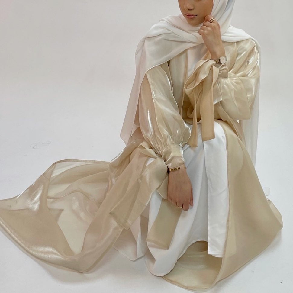 [โปรโมชั่นเดือนรอมฎอน] รุ่นใหม่ล่าสุด เปิดชุดอาบายา Organza Abaya เดรสยาวผ้าไหมอาบายามุสลิม