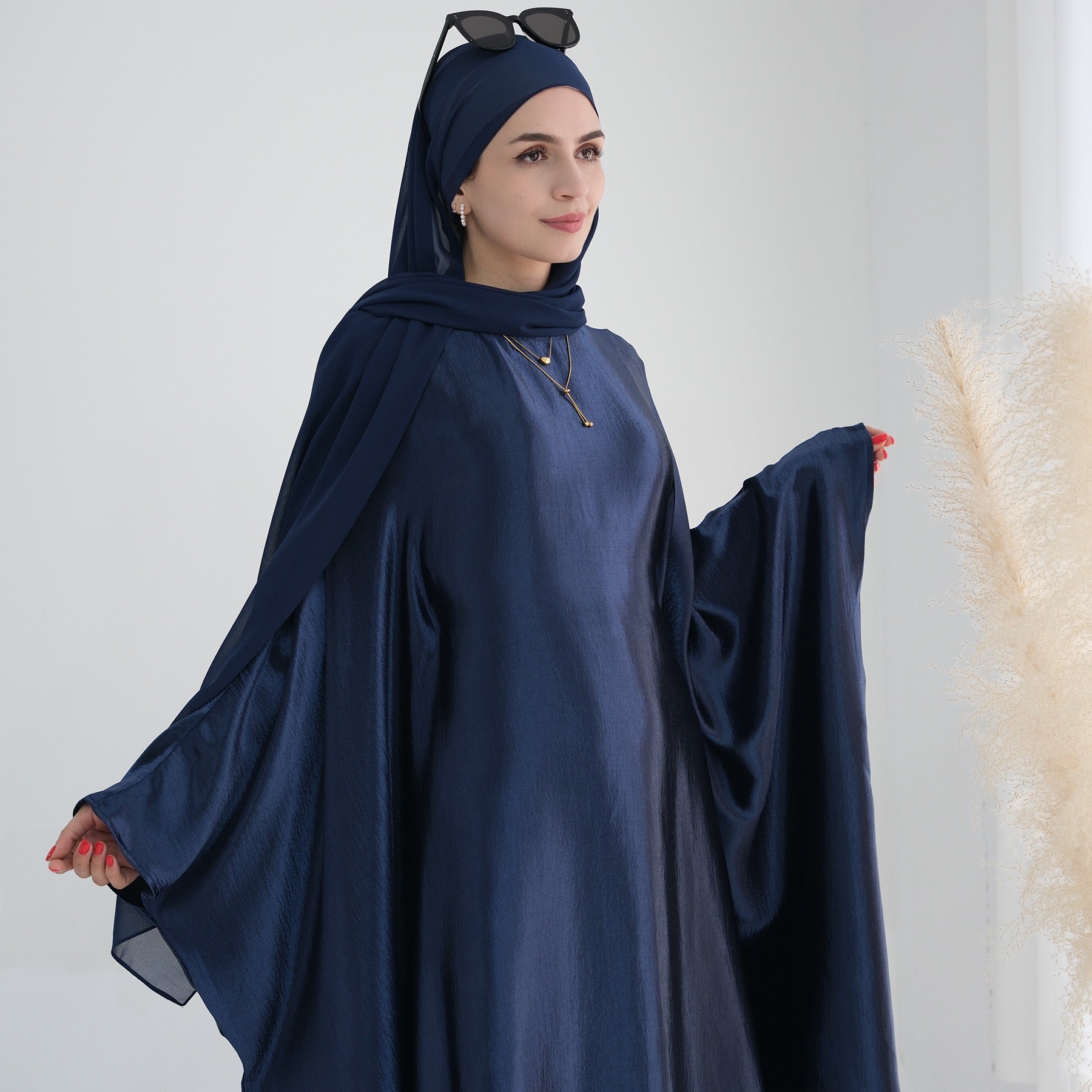 #LY47 Wrinkle satin abaya ,Butterfly abaya, Shimmer abaya , Batwing abaya , Butterfly caftan, Plus size elegant dress