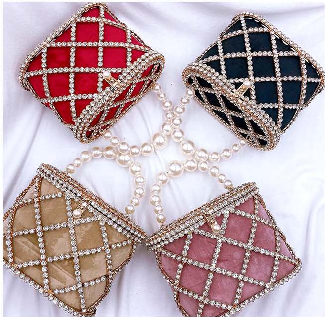 #LY14 Handwoven Stylish Pearl Diagonal Span Basket Bag