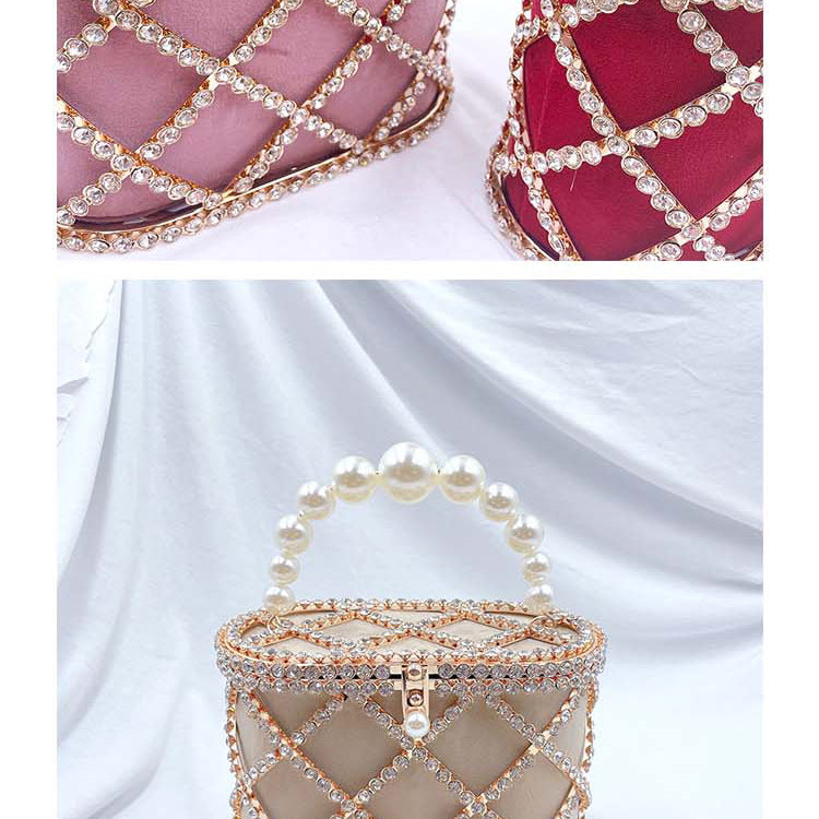 #LY14 Handwoven Stylish Pearl Diagonal Span Basket Bag