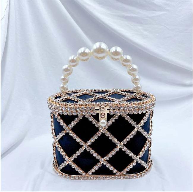 #LY14 Handwoven Stylish Pearl Diagonal Span Basket Bag