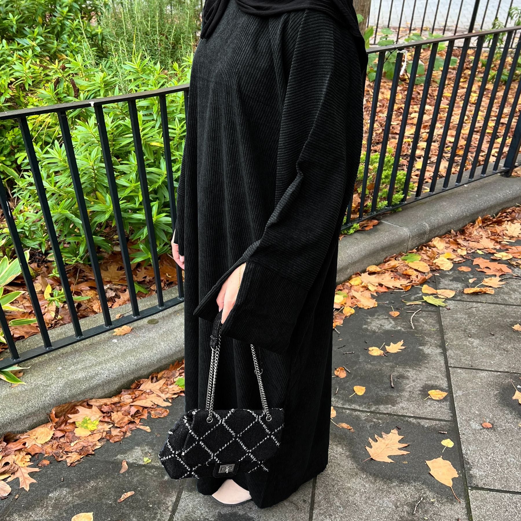 #LY39Corduroy Wide Sleeve Abaya