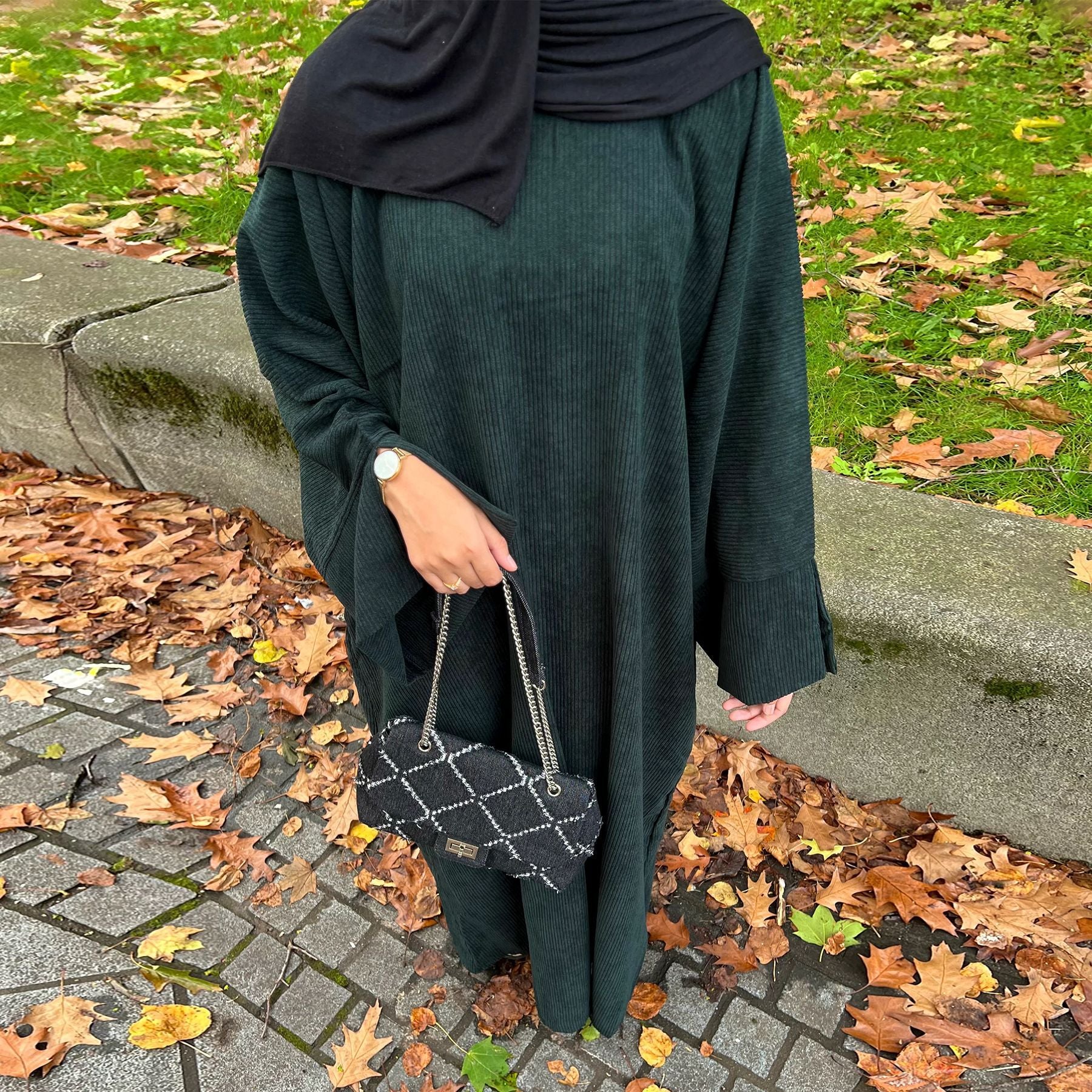 #LY39Corduroy Wide Sleeve Abaya