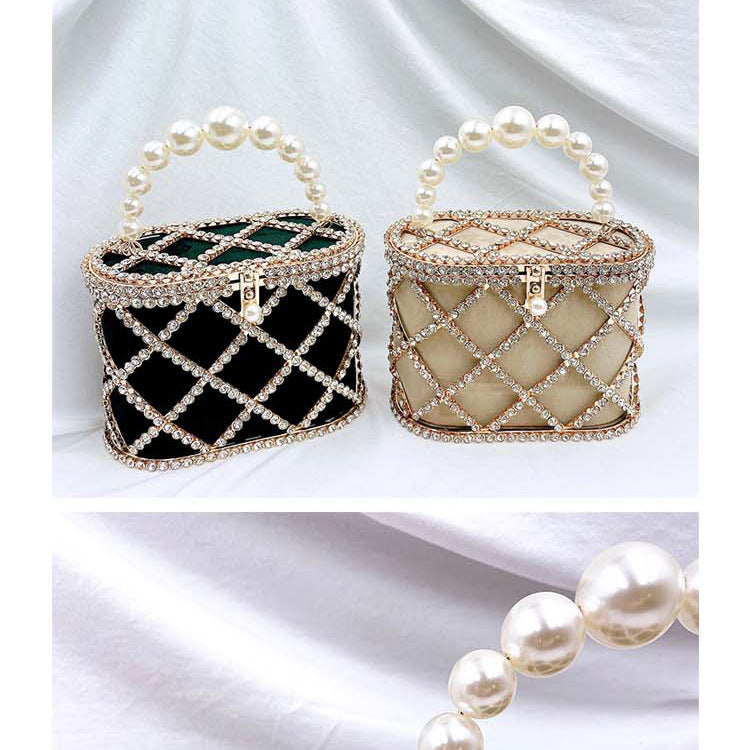 #LY14 Handwoven Stylish Pearl Diagonal Span Basket Bag