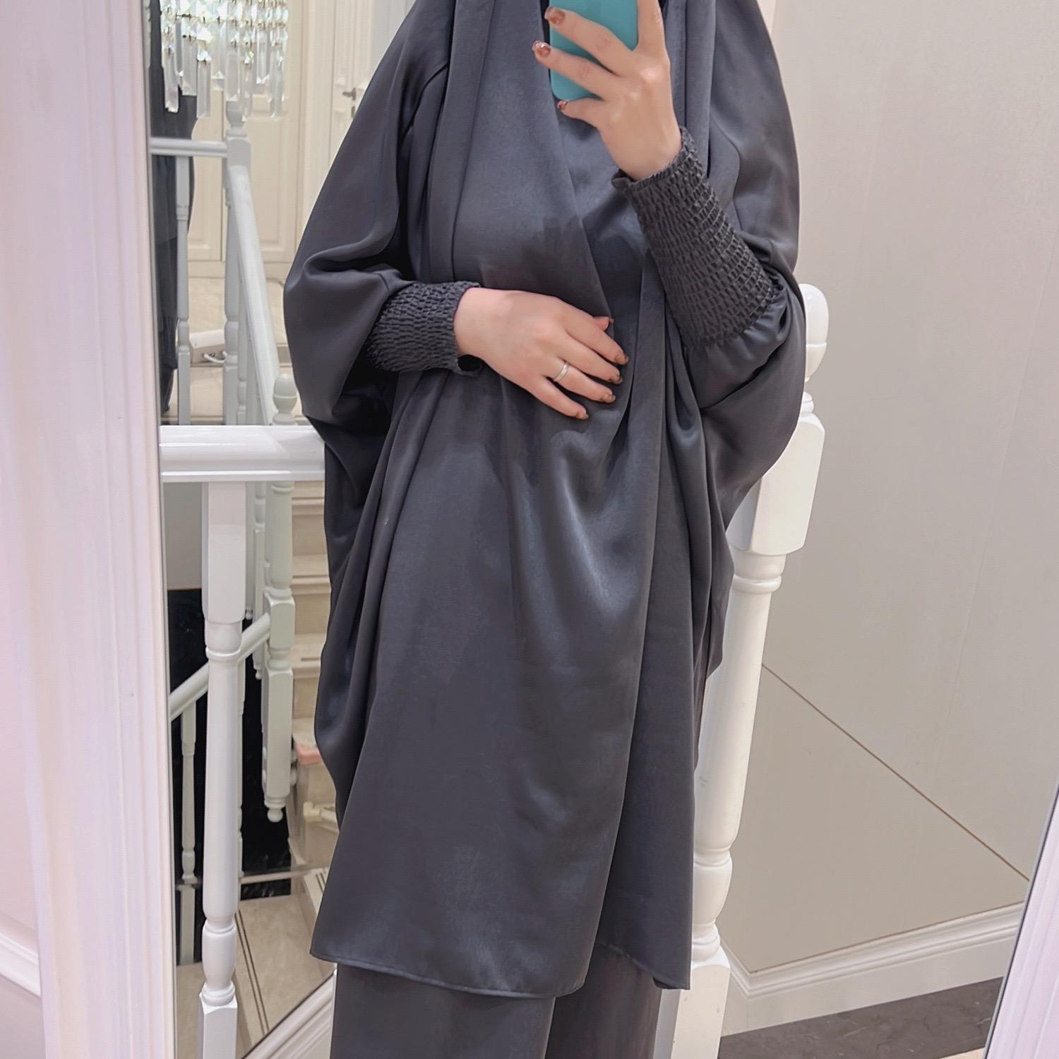 #LY33 Two piece nida jilbab come with skirt Solid Cape Sleeve Abaya, Modest Long Sleeve Maxi Abaya, Women's Clothing Prayer abaya