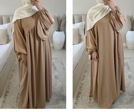 #LY21 Crepe abaya ,Balloon sleeves  maxi dress loose-fitting arabic clothing muslim dress A-Line Plain plus size dress