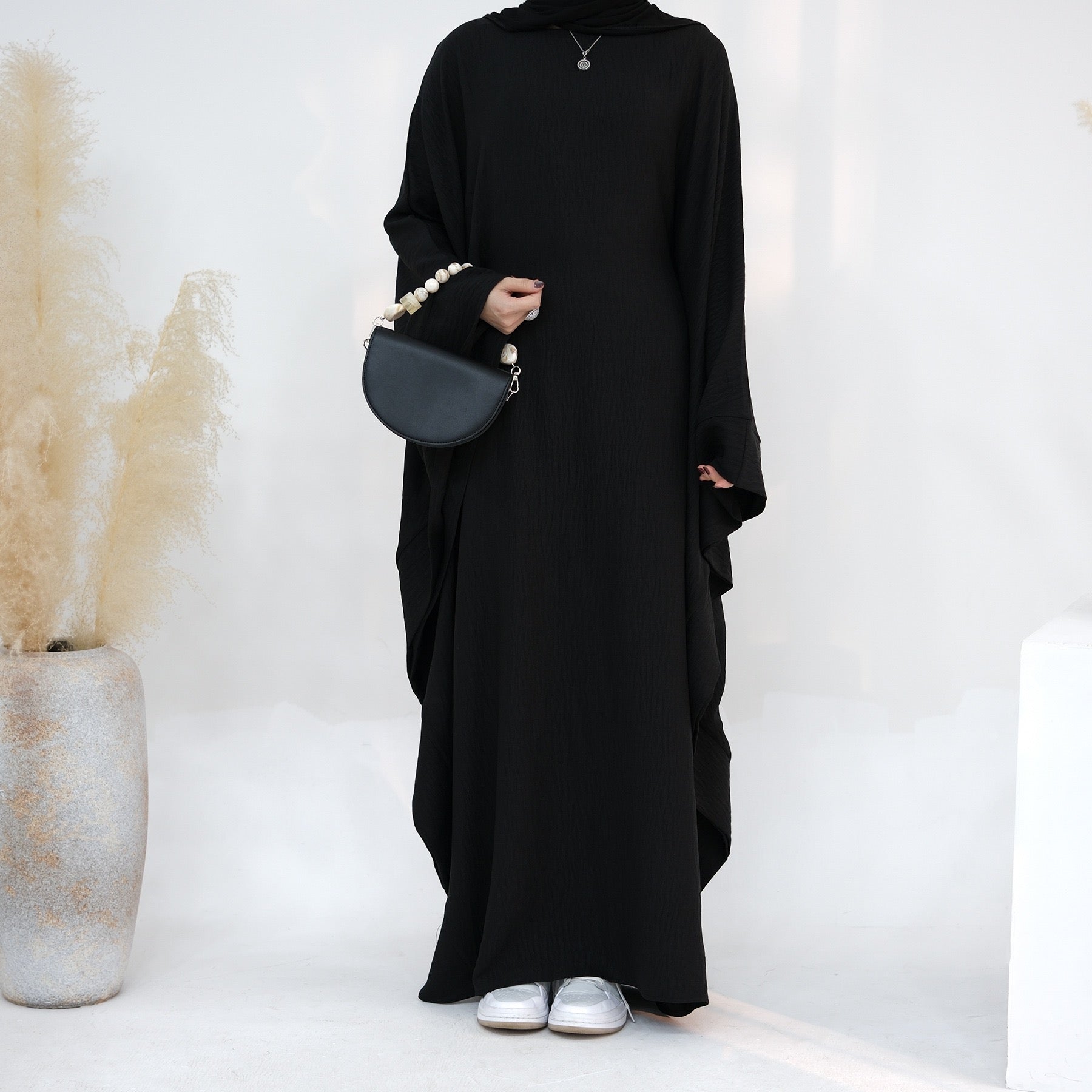 #LY49 Linen batwing abaya simple plain abaya modest fashion maxi dress muslim long women dress