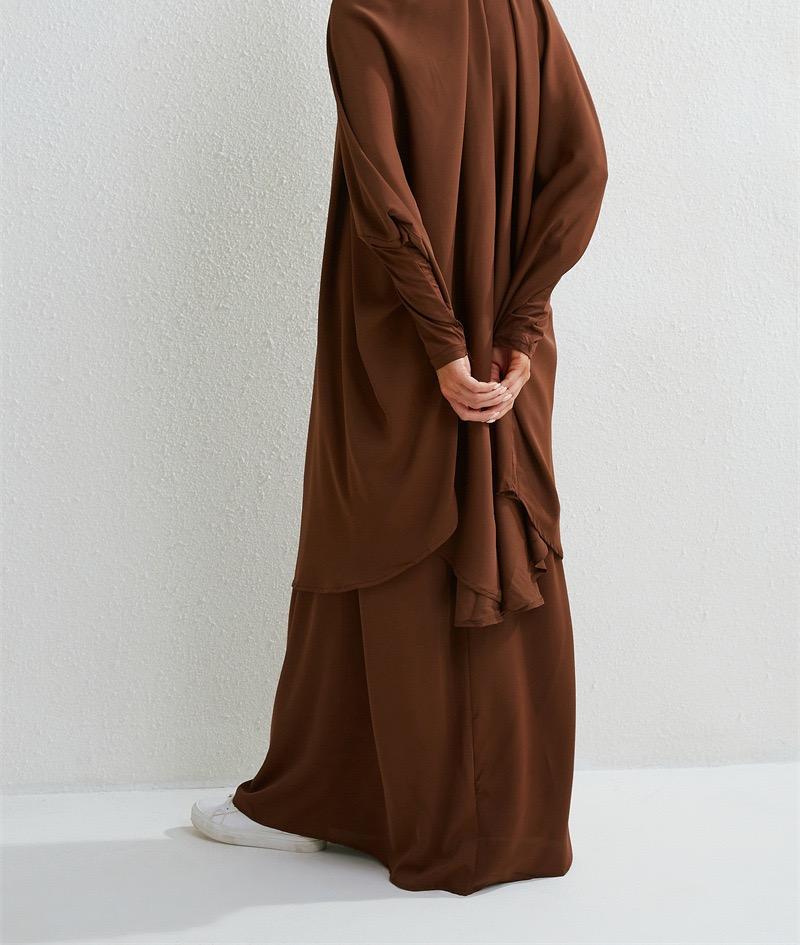 #LY32 Two piece nida jilbab come with skirt Solid Cape Sleeve Abaya, Modest Long Sleeve Maxi Abaya, Women's Clothing