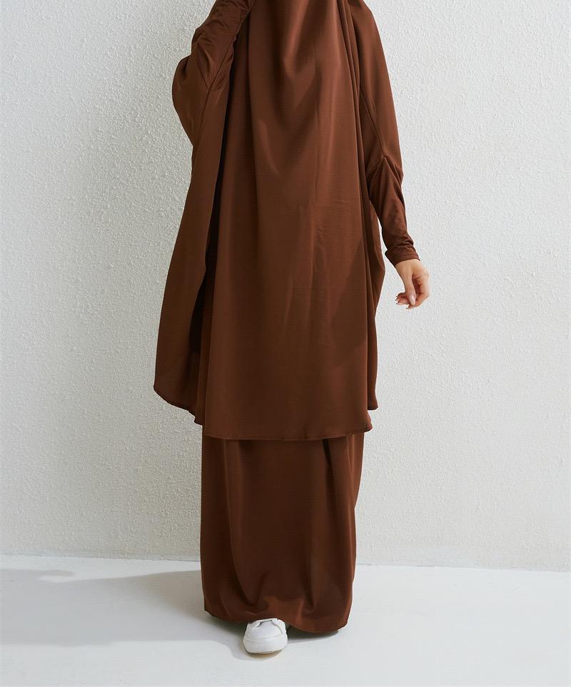 #LY32 Two piece nida jilbab come with skirt Solid Cape Sleeve Abaya, Modest Long Sleeve Maxi Abaya, Women's Clothing