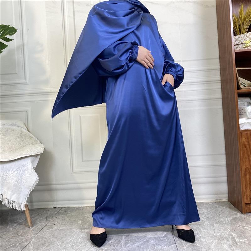 #LY29 Silk abaya with hijab hooded abaya maxi dress muslim long women dress prayer dress