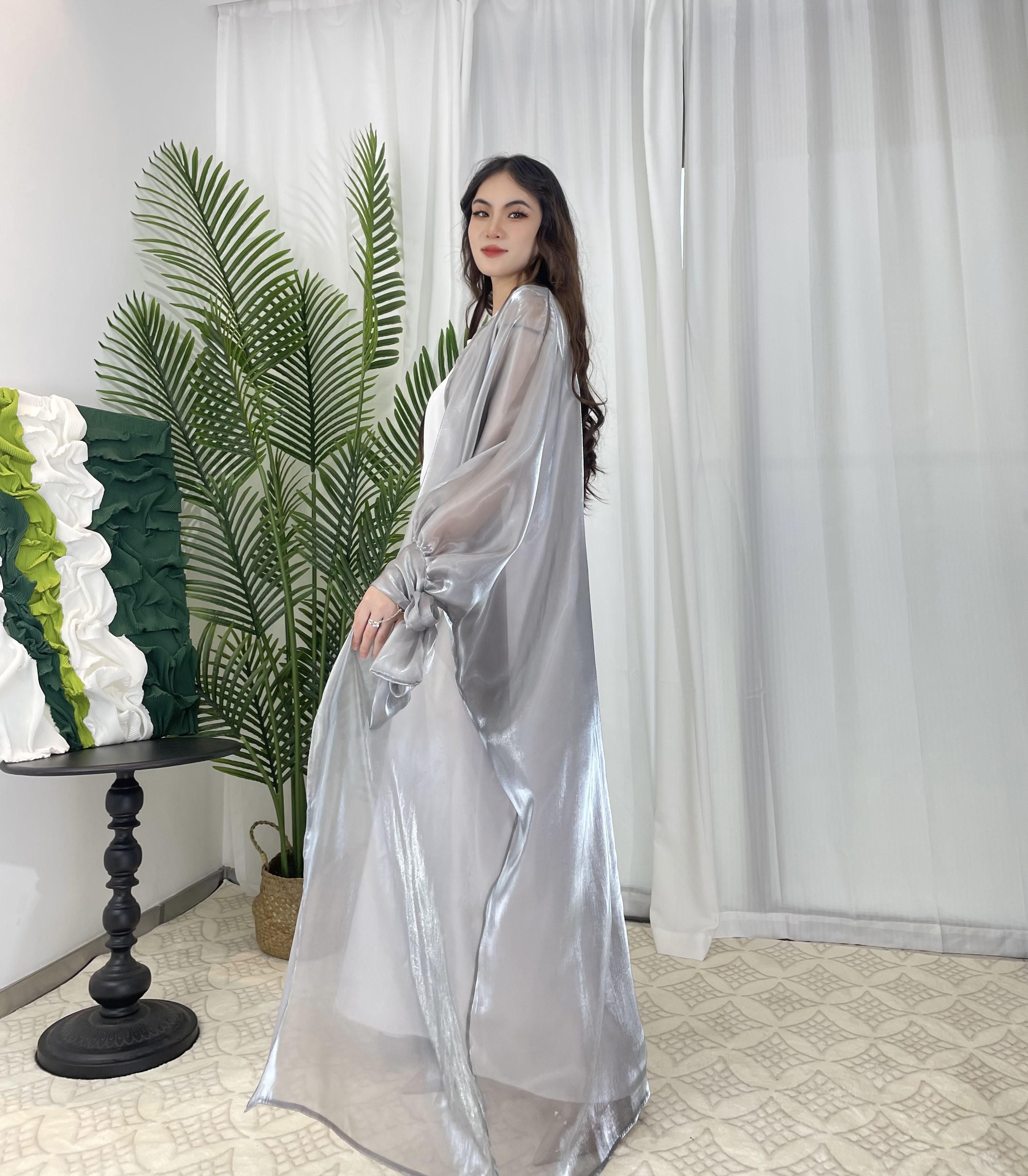 #LY27 Open abaya Organza Abaya Shiny open Abaya Muslim Long Women Dress