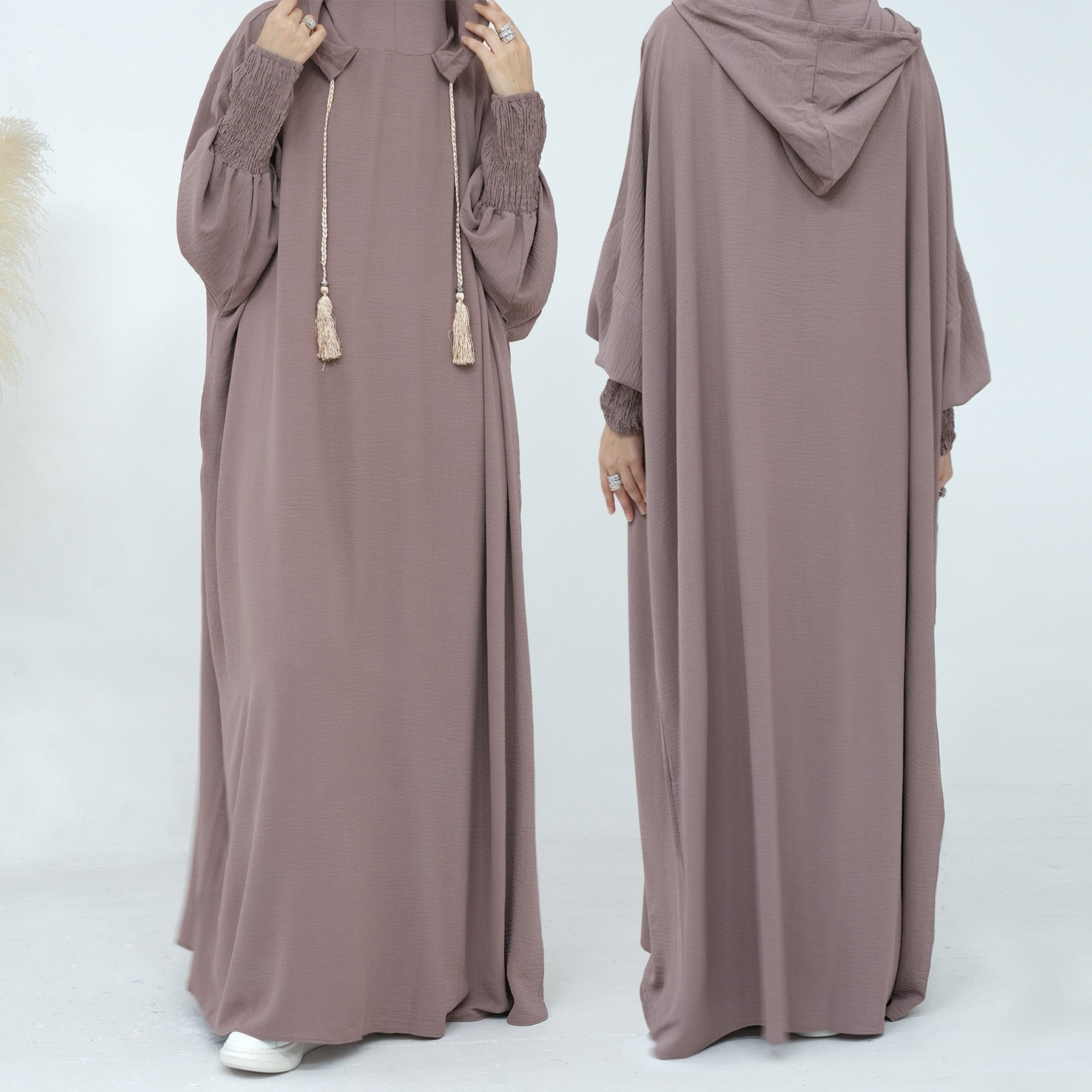 #LY20 Crepe hooded dress, plain maxi dress, casual muslim long women dress