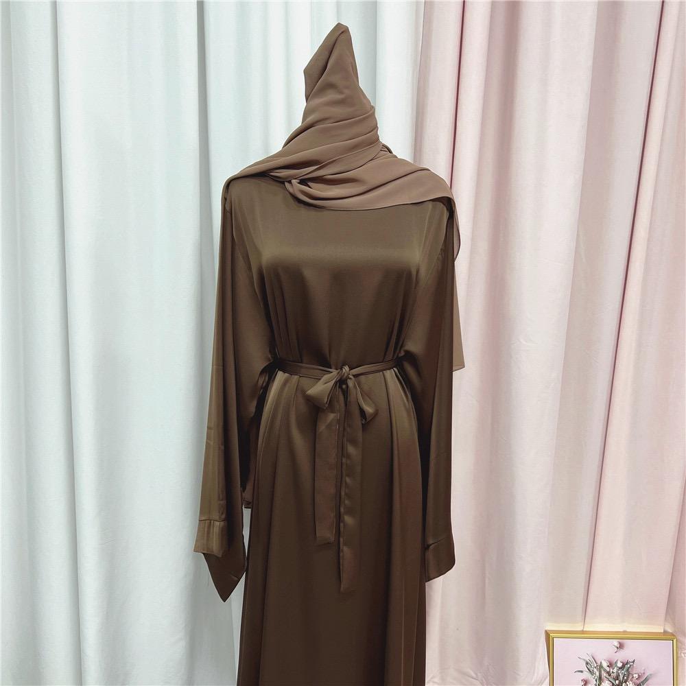 #LY44[Ramadan promotion] Latest model Silk abaya Plain satin abaya maxi dress muslim long women dress prayer dress