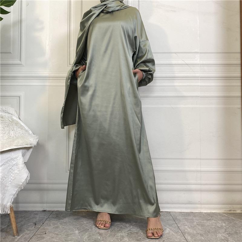 #LY29 Silk abaya with hijab hooded abaya maxi dress muslim long women dress prayer dress