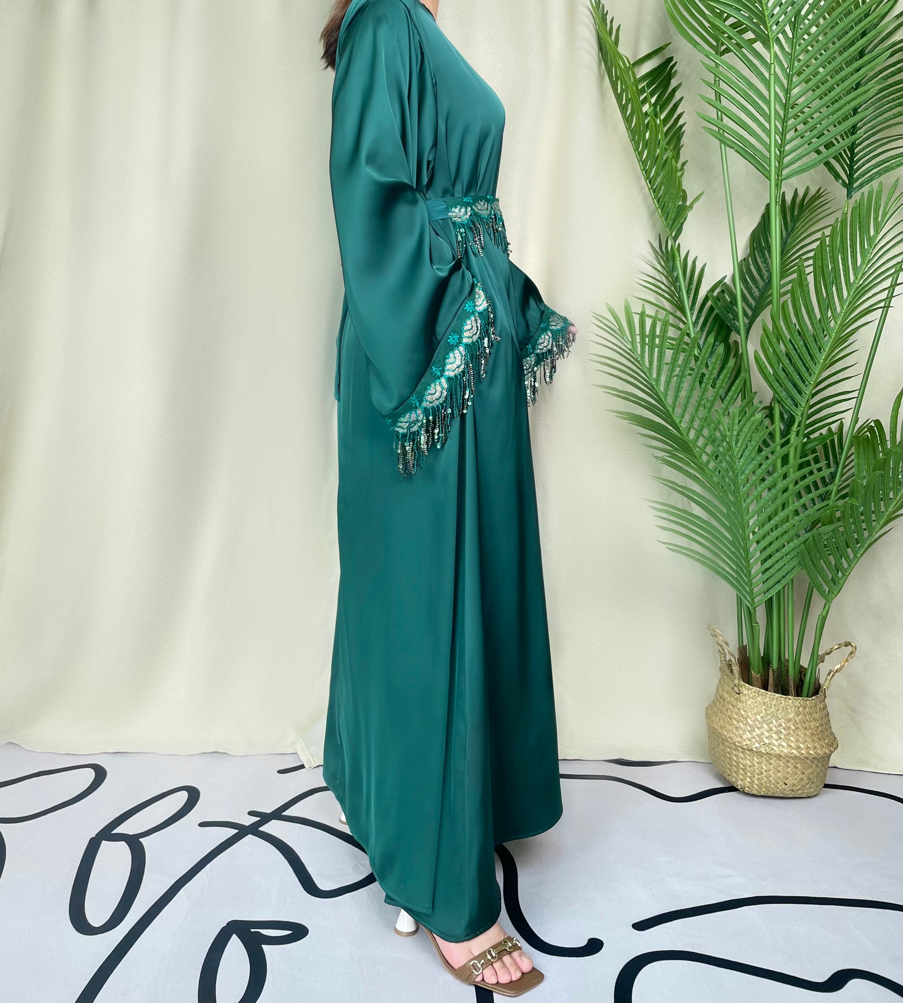 #LY15 Sequin tassels abaya , maxi dress , modest fashion, elegant dress muslim long women dress