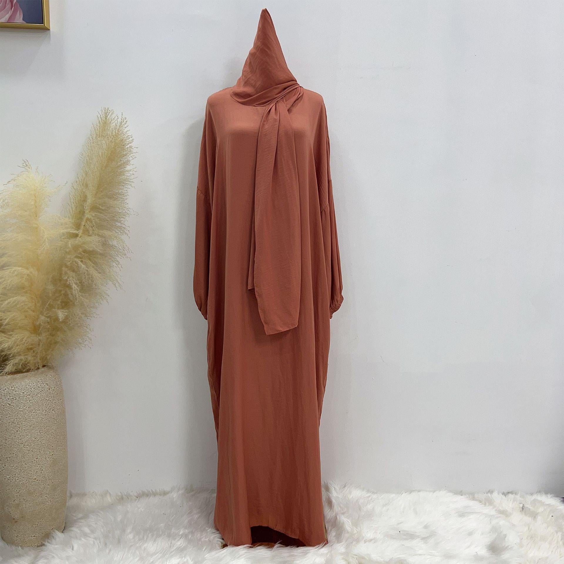 #LY42[Ramadan promotion] Latest model Crepe abaya with hijab hooded abaya maxi dress muslim long women dress prayer dress