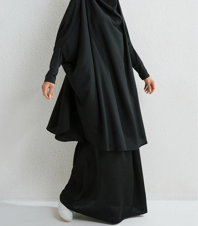 #LY32 Two piece nida jilbab come with skirt Solid Cape Sleeve Abaya, Modest Long Sleeve Maxi Abaya, Women's Clothing