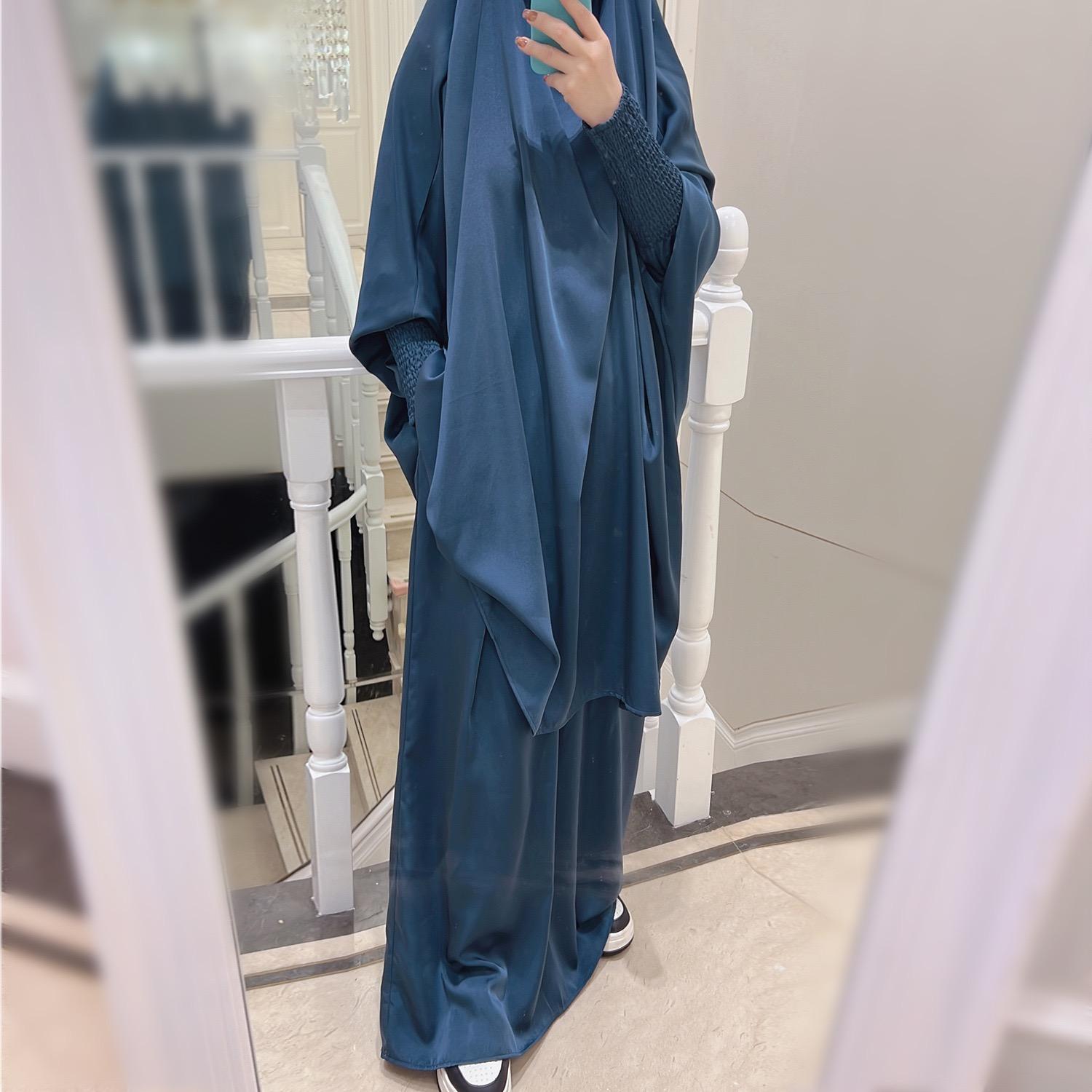 #LY33 Two piece nida jilbab come with skirt Solid Cape Sleeve Abaya, Modest Long Sleeve Maxi Abaya, Women's Clothing Prayer abaya