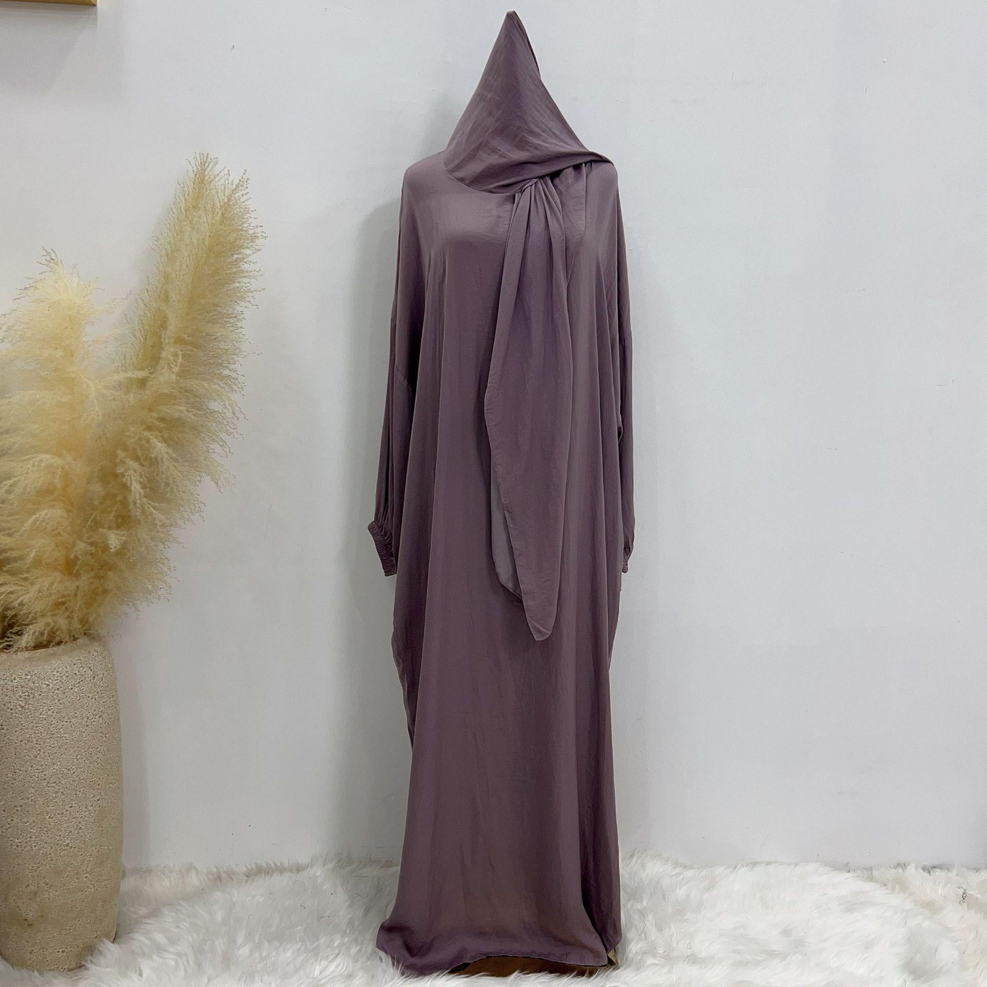 #LY42[Ramadan promotion] Latest model Crepe abaya with hijab hooded abaya maxi dress muslim long women dress prayer dress