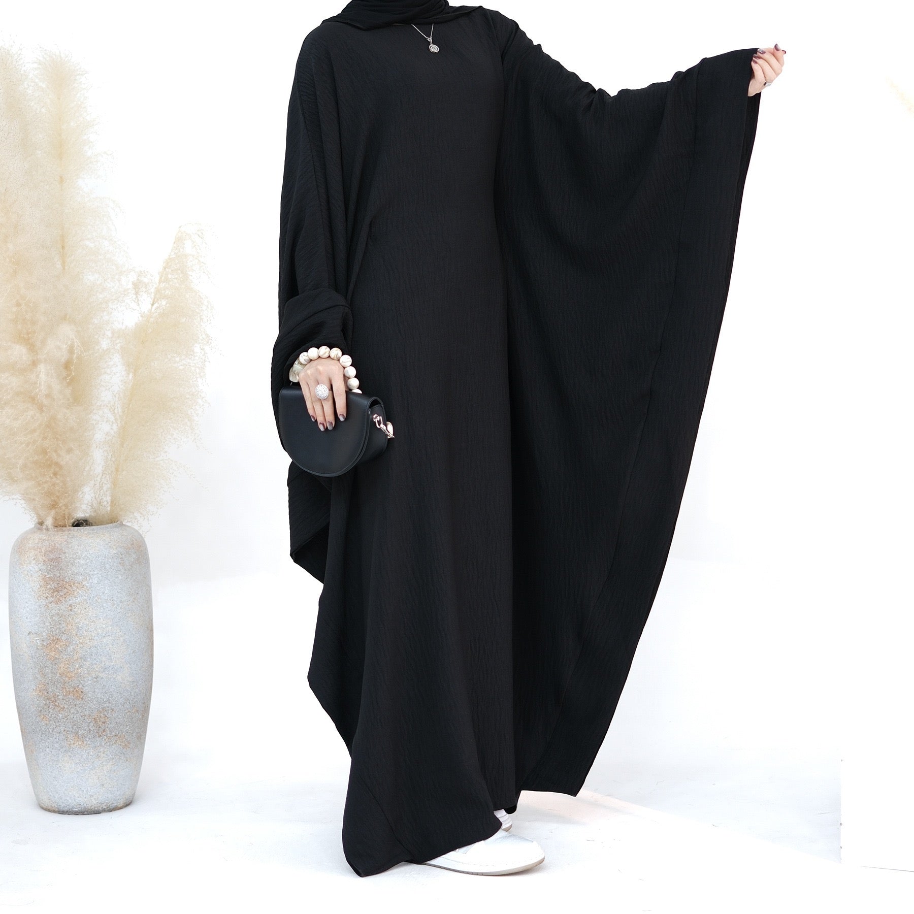 #LY49 Linen batwing abaya simple plain abaya modest fashion maxi dress muslim long women dress