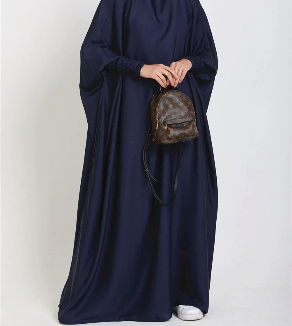 #LY29 One piece jilbab silk abaya with hijab mother and kids maxi dress muslim dress praying clothing kids dress