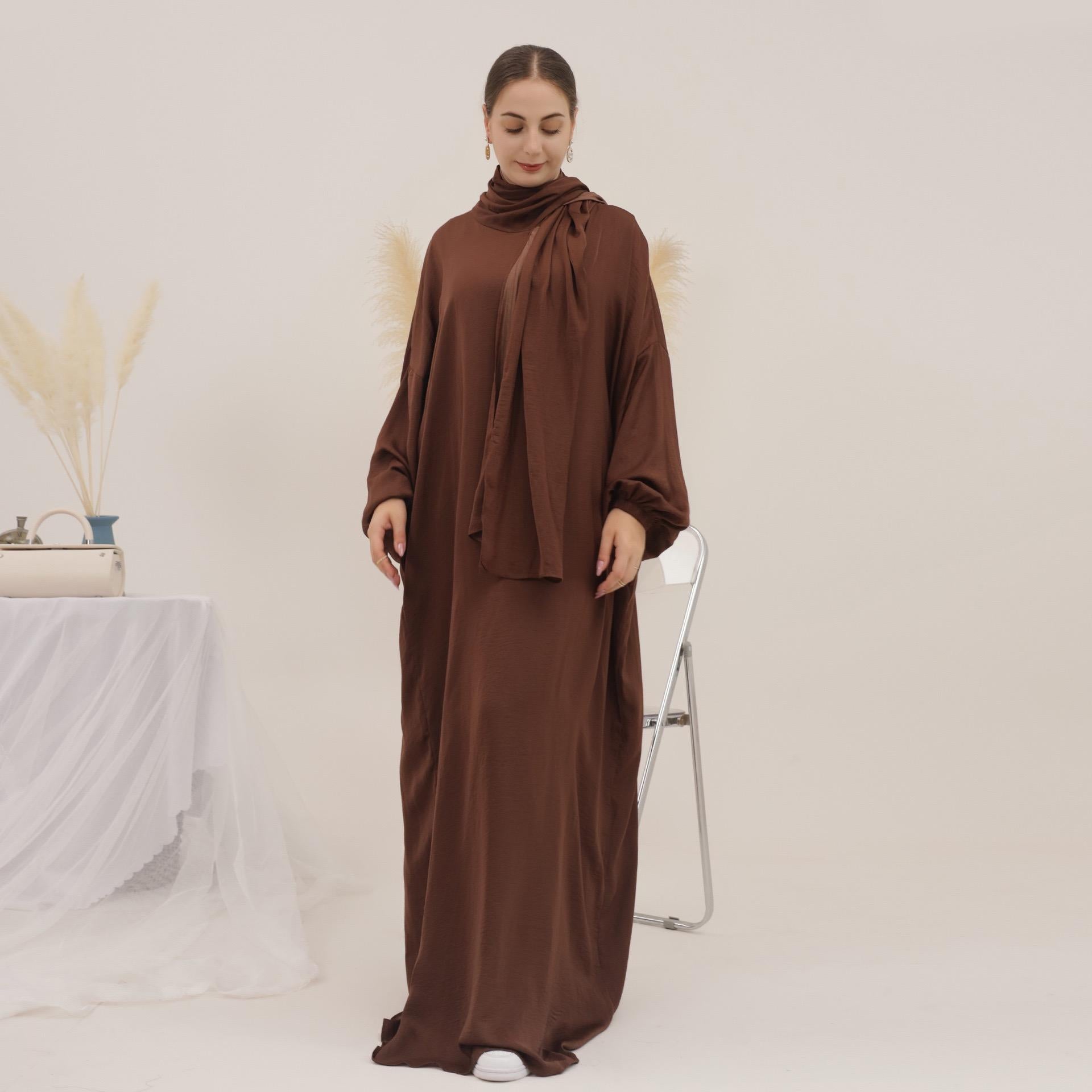 #LY42[Ramadan promotion] Latest model Crepe abaya with hijab hooded abaya maxi dress muslim long women dress prayer dress