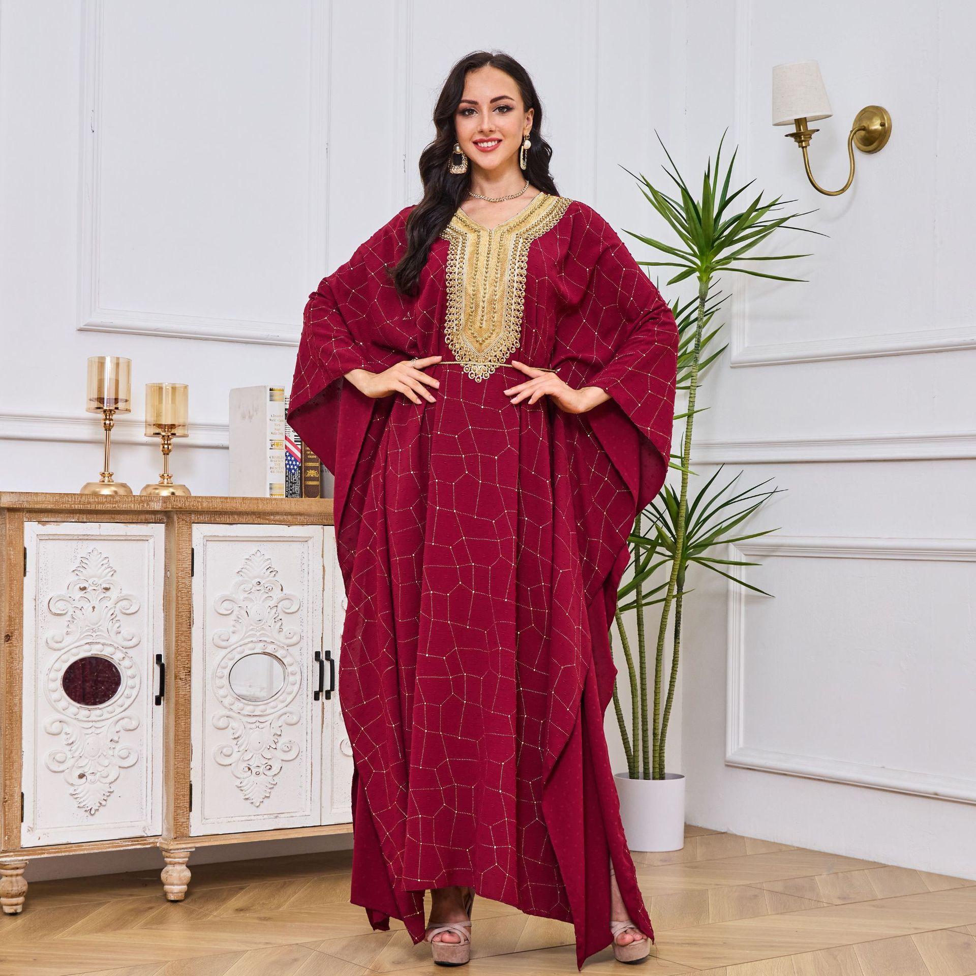 #LY20 Batwing Abaya Kaftan Maxi Dress Modest Abaya Long Women Dress Muslimah Dress  evening gown Cardigan outfit silk dress solid dress