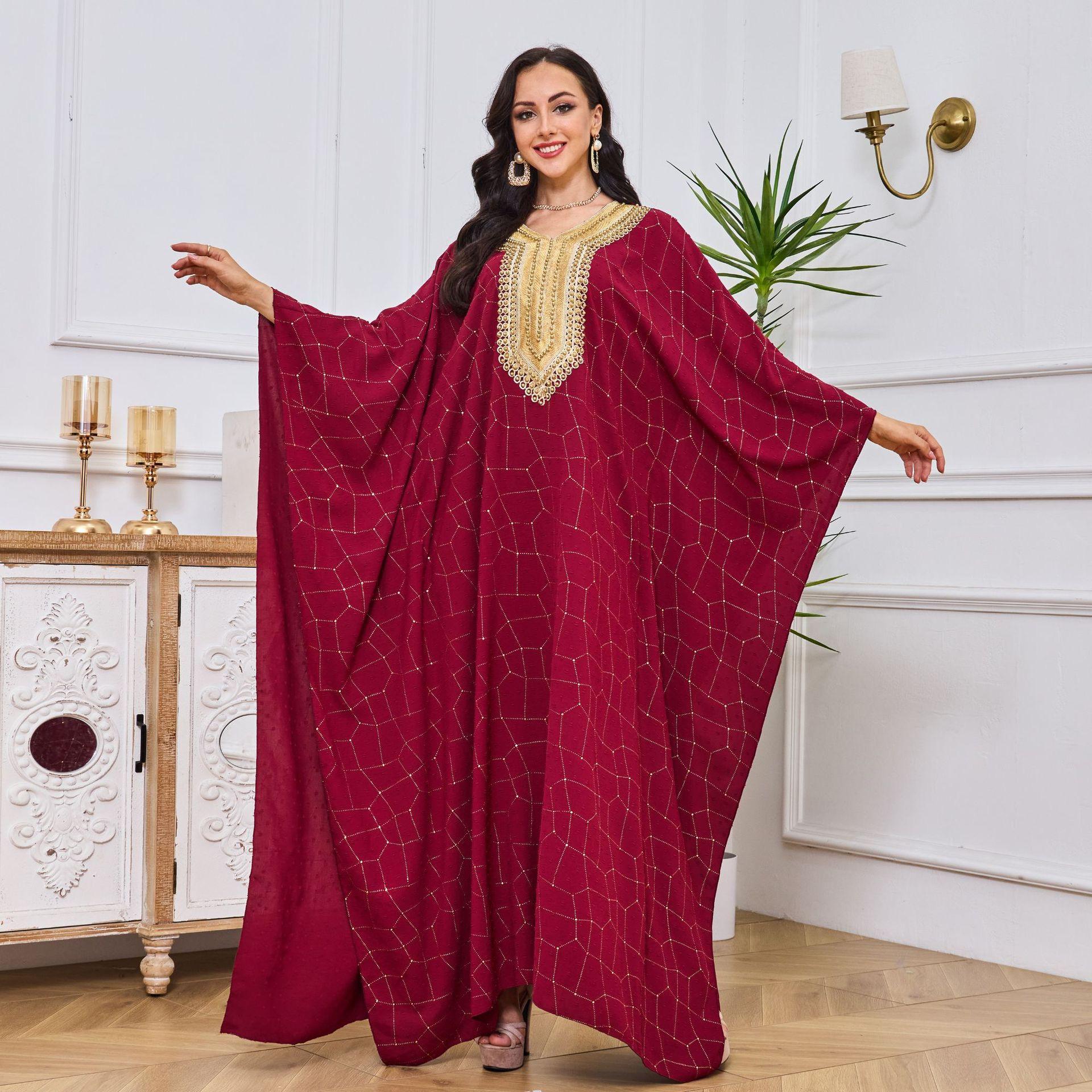 #LY20 Batwing Abaya Kaftan Maxi Dress Modest Abaya Long Women Dress Muslimah Dress  evening gown Cardigan outfit silk dress solid dress