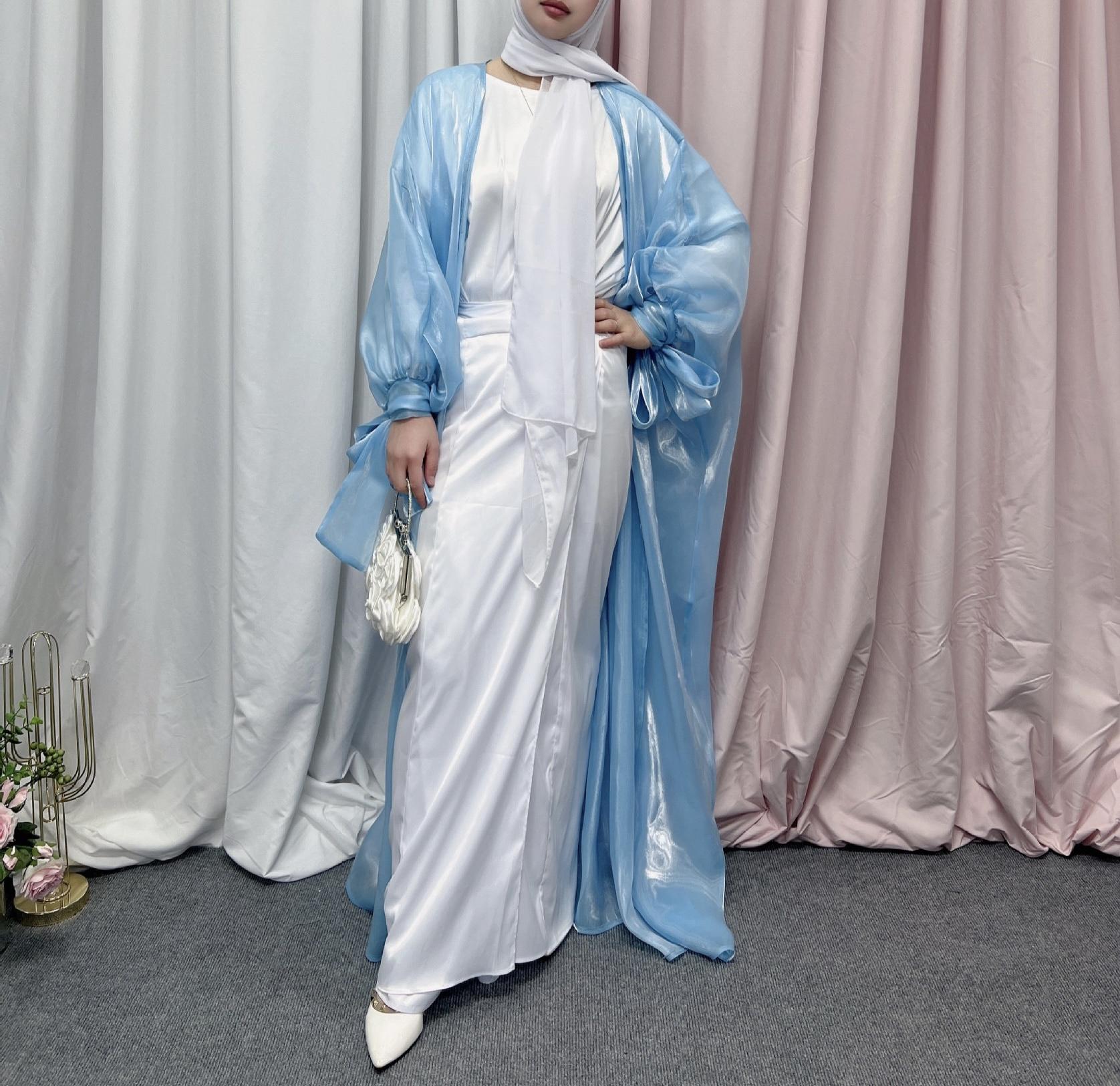 #LY27 Open abaya Organza Abaya Shiny open Abaya Muslim Long Women Dress